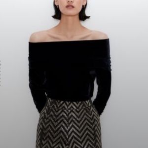 Black Velvet Off-the-Shoulder Bodysuit